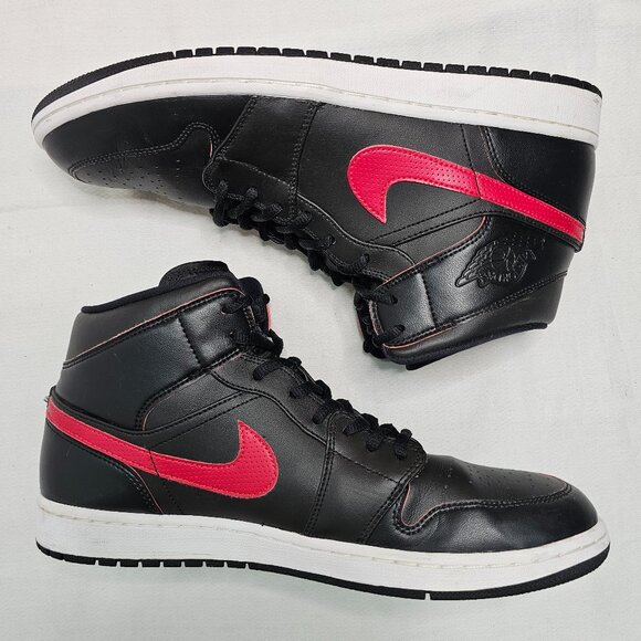 Nike Air Jordan 1 Retro Mid Black Red Shoes Sneakers 554724-009 Men\'s Size 11.5 main image 6